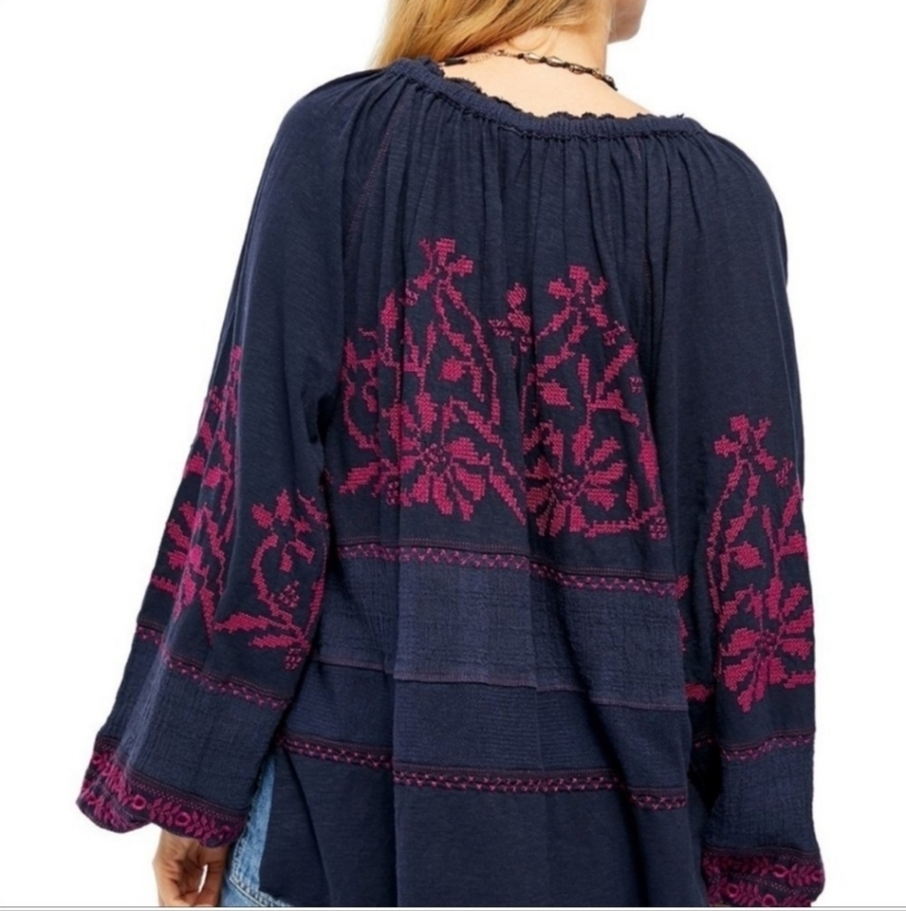 Free People Persuasion Embroidered Oversized Top M - Picture 2 of 7